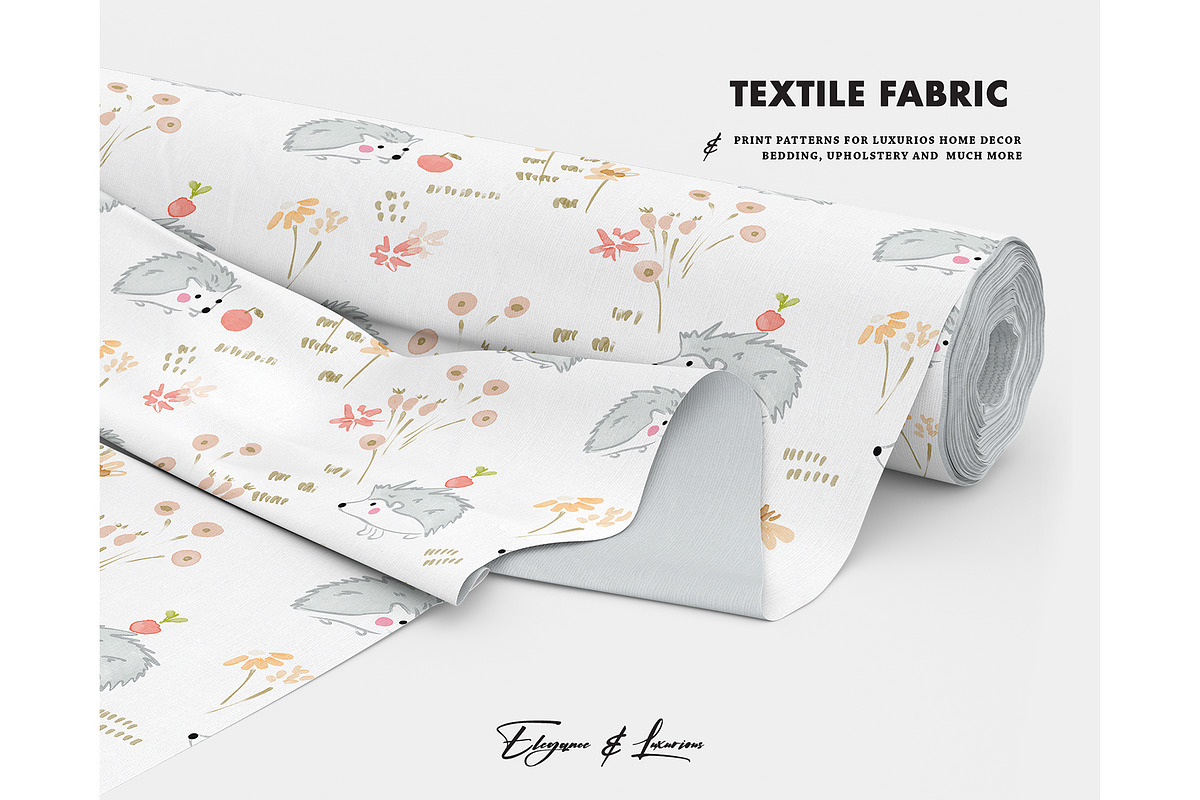 Apple gatherer hedgehog fall pattern, a Pattern Graphic by Milatoo (Photo 3 of 4)