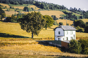 Countryside house in fields, an Architecture Photo by SkyNext