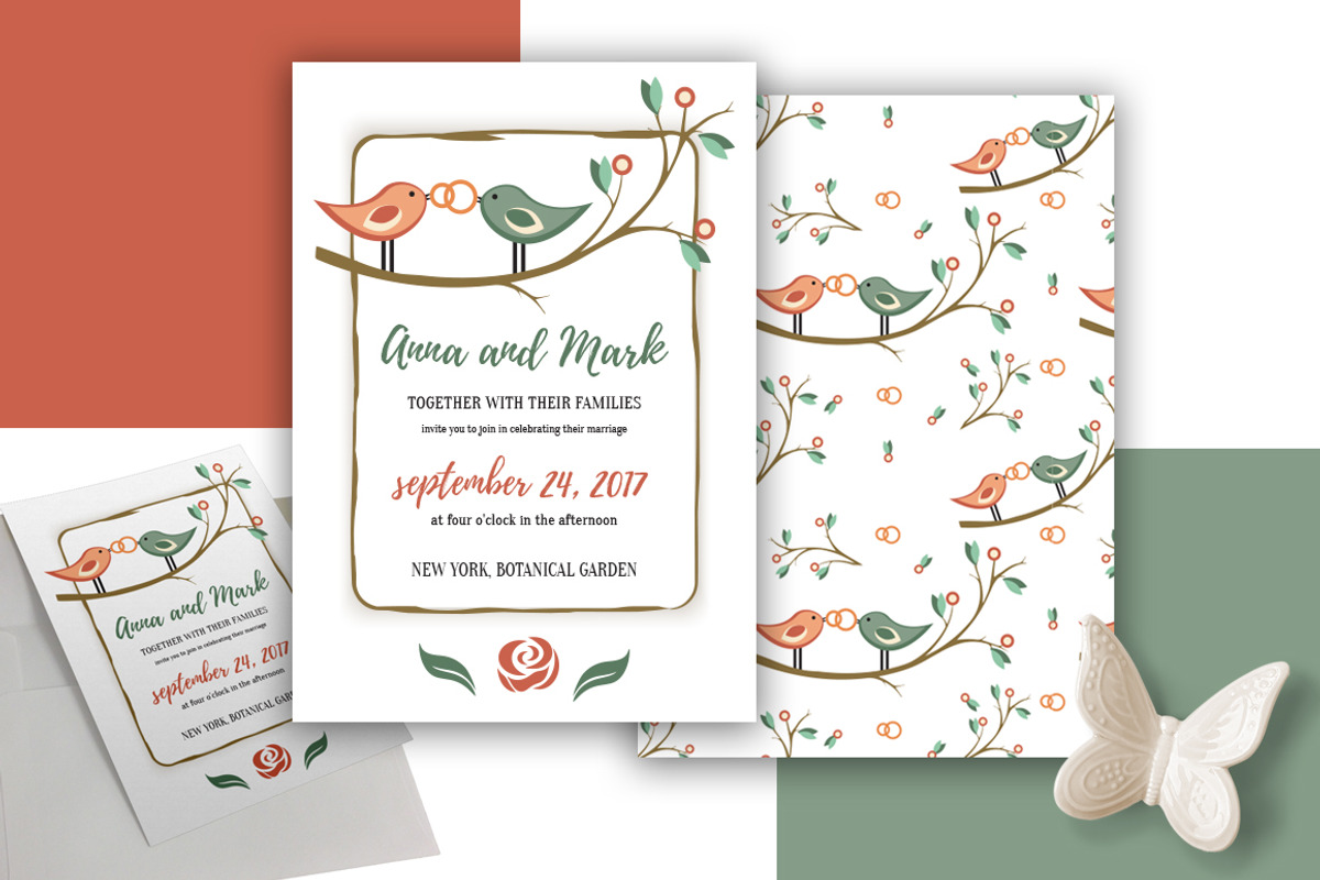 Wedding Set - love birds, an Invitation Template by Kseniia Kuznetsova (Photo 2 of 4)
