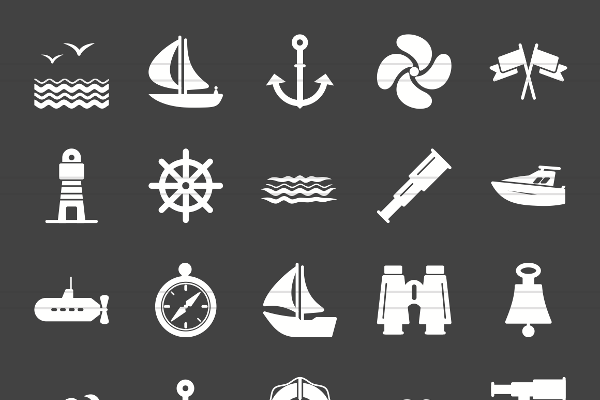 50 Sea Glyph Inverted Icons preview 2