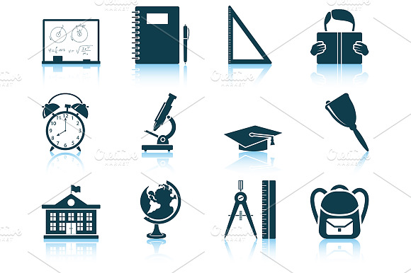 Set Of 12 Education Icons