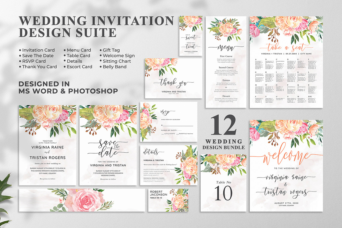 Blush Floral Wedding Invitation Set, an Invitation Template by DesignDevisers (Photo 15 of 15)