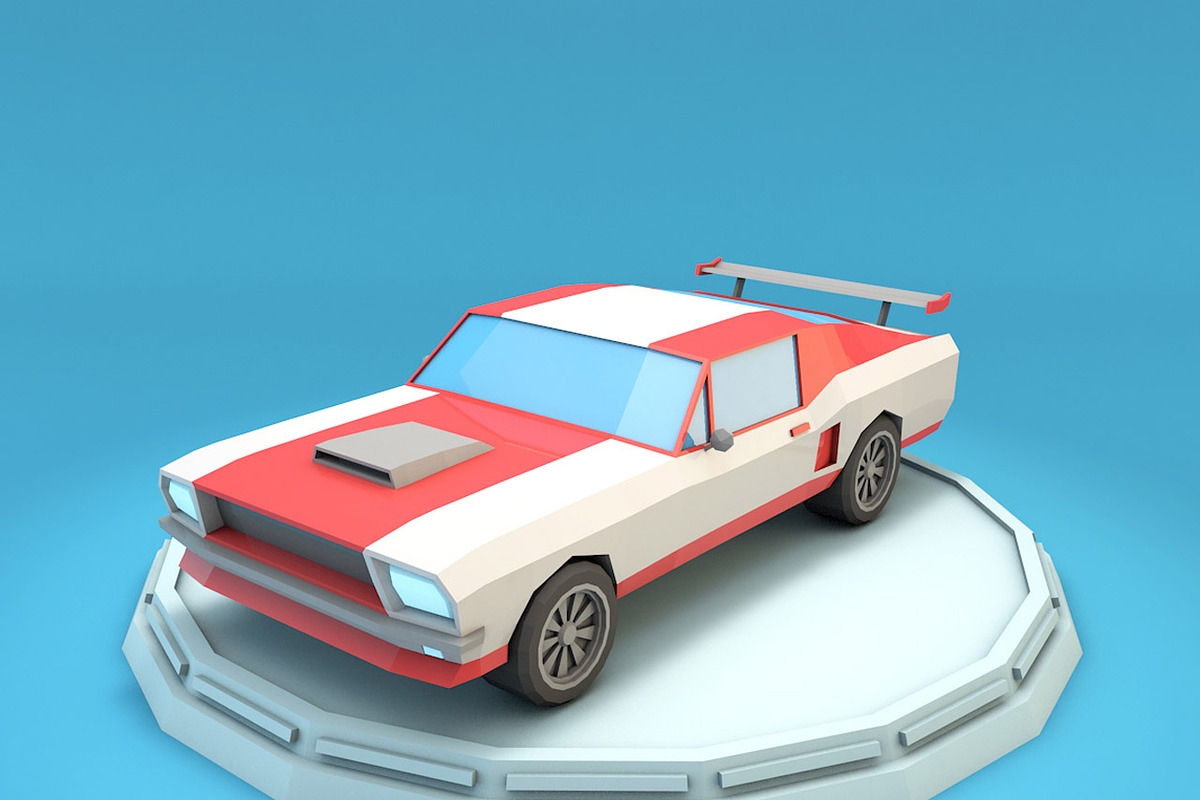 Cartoon Mustang Car Low Poly, a Cars & Vehicle 3D Model by Low Poly Lab (Photo 1 of 7)