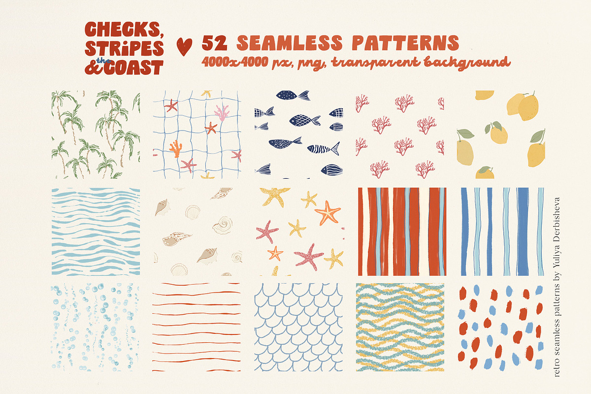 Coastal patterns Stripe Wave Retro, a Pattern Graphic by Yuliya Derbisheva (Photo 4 of 13)