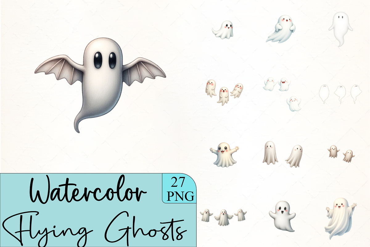 Flying Ghosts Clipart, an Illustration by CrexoraLab (Photo 1 of 5)
