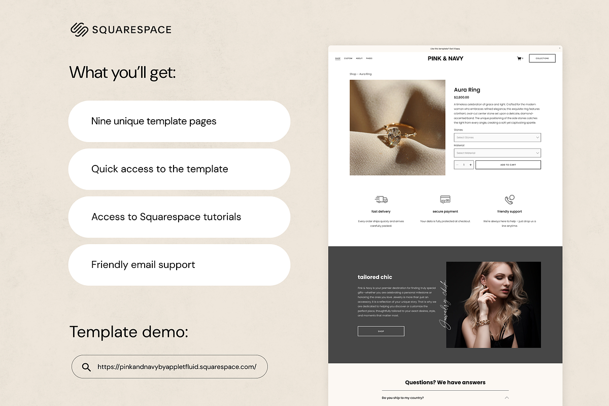 Squarespace Template: Pink&Navy, a Squarespace Template by Applet Studio (Photo 3 of 6)