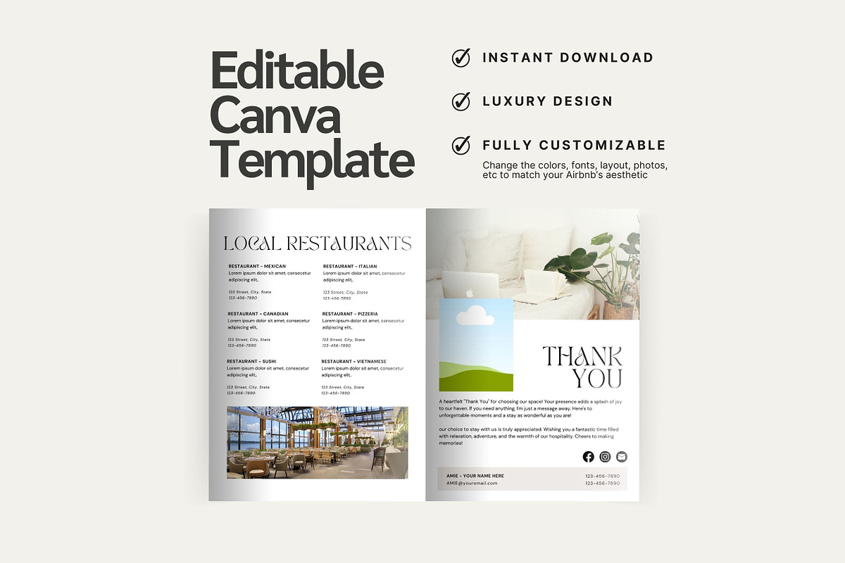 Airbnb Welcome Guide Canva Template, a Templates & Theme by TheWayfarerShoppe (Photo 6 of 6)