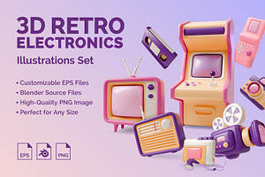 3D Retro Electronics Illustrations, an Object 3D Model by 35lab
