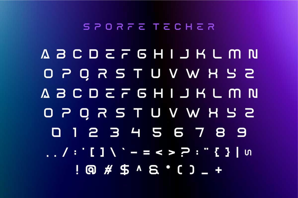 Sporfez - Futuristic Techno Font, a Sans Serif Font by Iqsiart Studio (Photo 4 of 7)