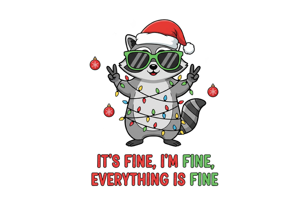 Raccoon Christmas Sublimation PNG, an Illustration by Designking (Photo 1 of 6)