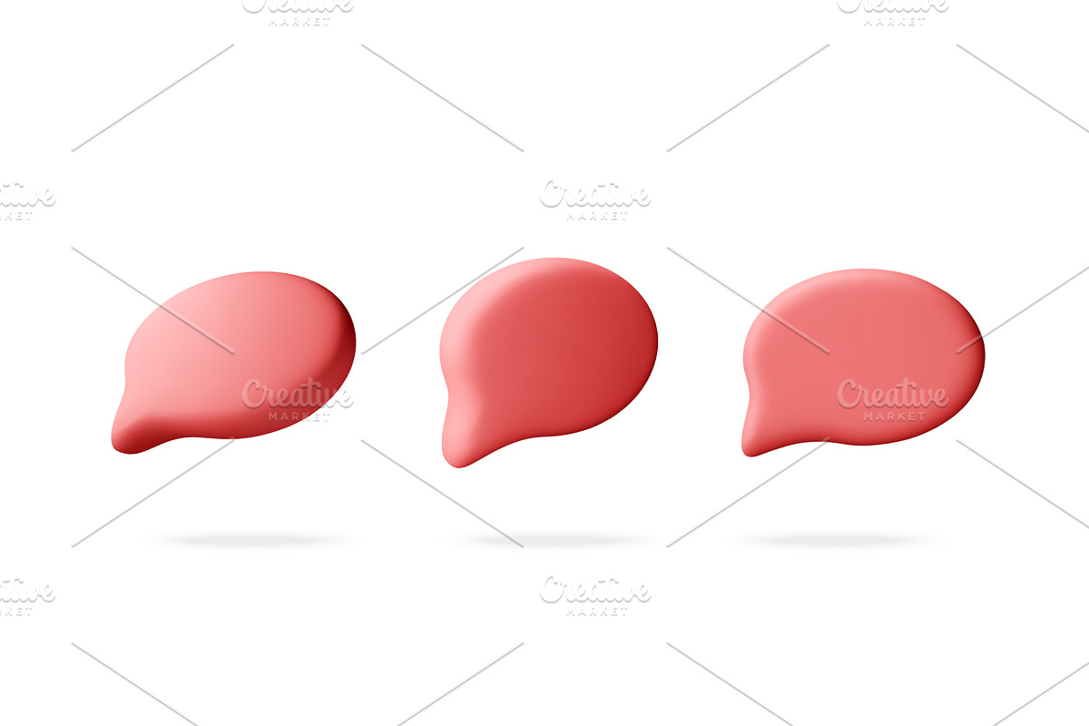 Red speech bubble icons in 3d, an Object Illustration by Abscent