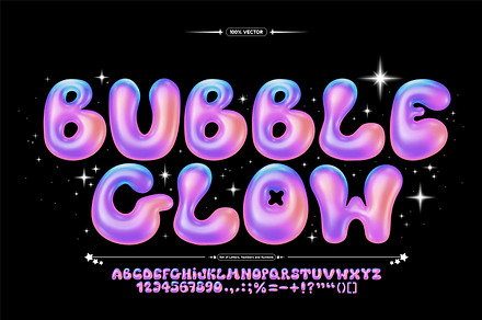 Gradient 3D bubble font vector, a Handwritten Font by BonkiStudio