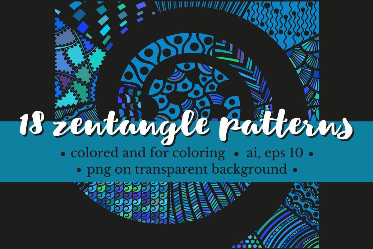 Set of zentangle patterns, a Pattern Graphic by ekmelica (Photo 1 of 6)