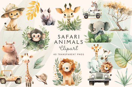 Safari Animals Clipart Bundle, an Illustration by Hazel and Lune