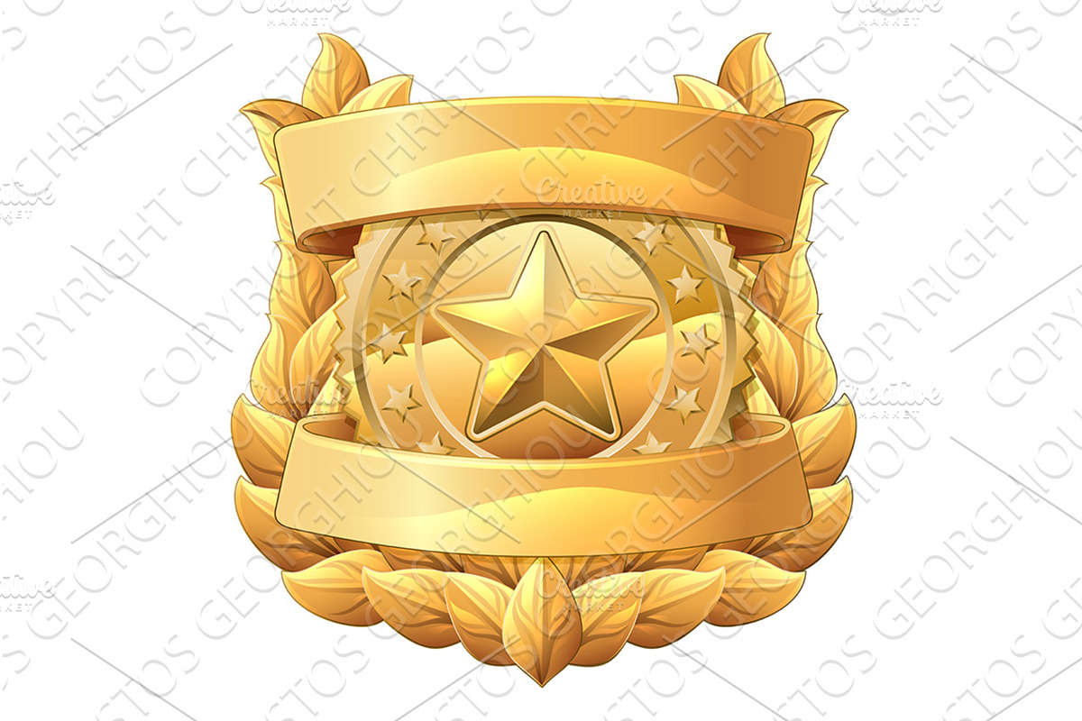 Police Military Badge Star Shield, an Object Illustration by Christos Georghiou