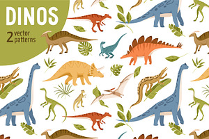 Cute dinosaurs seamless patterns, a Pattern Graphic by Good Studio