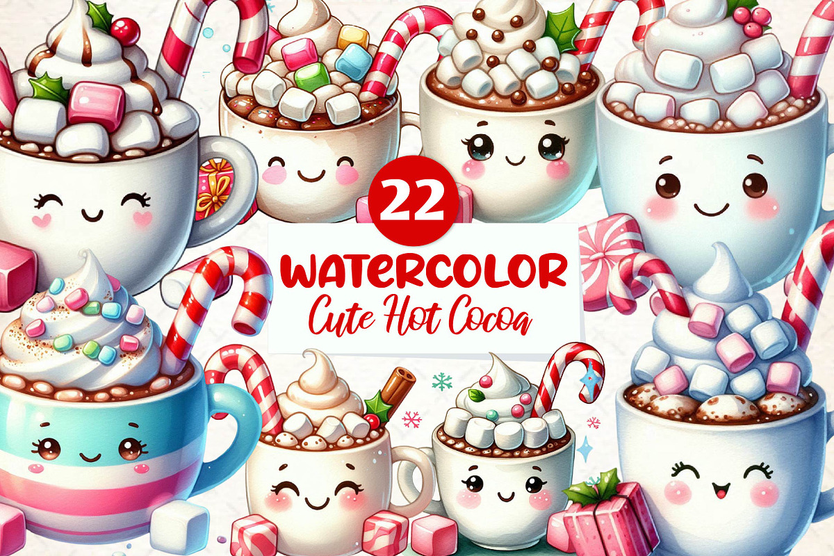 Watercolor Cute Hot Cocoa Png Clipar, an Illustration by CreationArt (Photo 1 of 5)