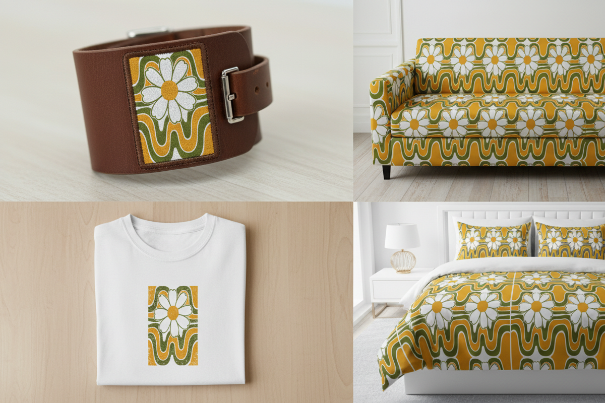 Retro Daisy Flower Pattern, a Person Illustration by Designer_Momina (Photo 1 of 4)