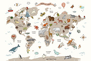 Animals World Map, an Animal Illustration by GooseFrol (Thumbnail 1 of 3)