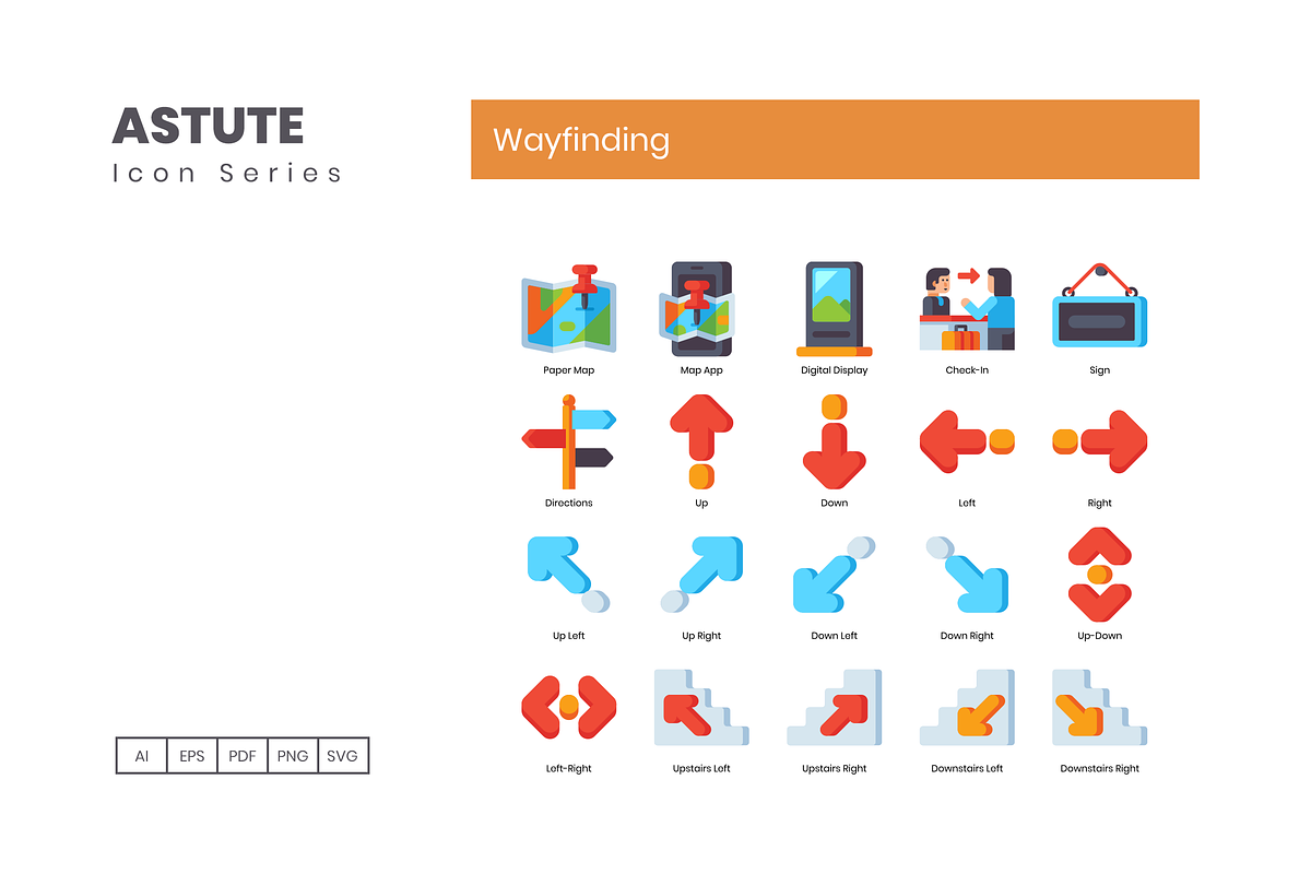 80 Wayfinding Icons | Astute, an Outline Icon by Flat Icons