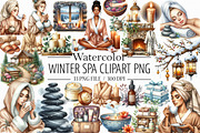 Winter Spa Bundle Watercolor Clipart, an Illustration by Libby Wishes (Thumbnail 1 of 7)