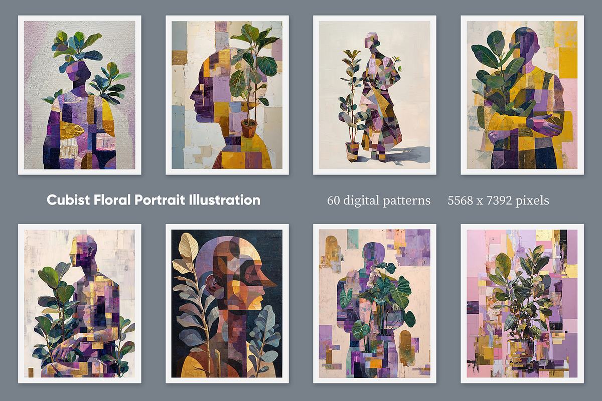 Cubist Floral Portrait Illustration, a Decorative Illustration by Housui Patterns (Photo 3 of 17)
