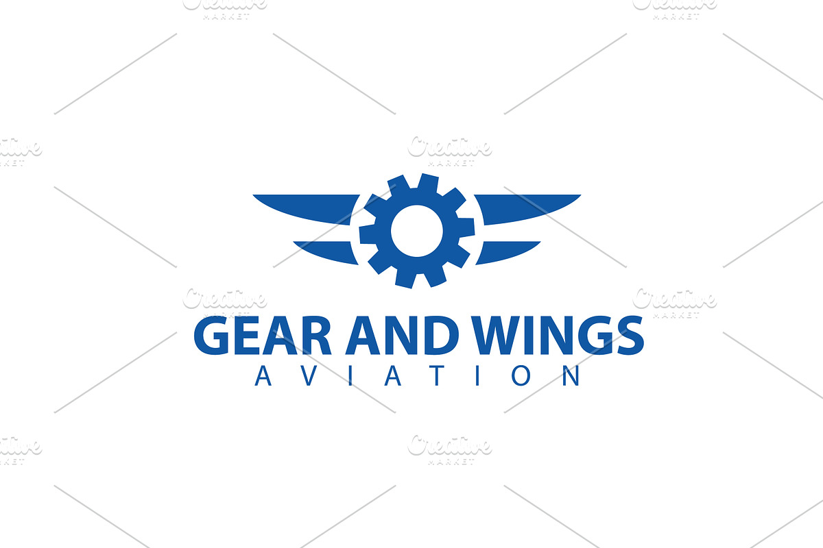 Gear with wings aviation services, a Transportation Illustration by LogosDen