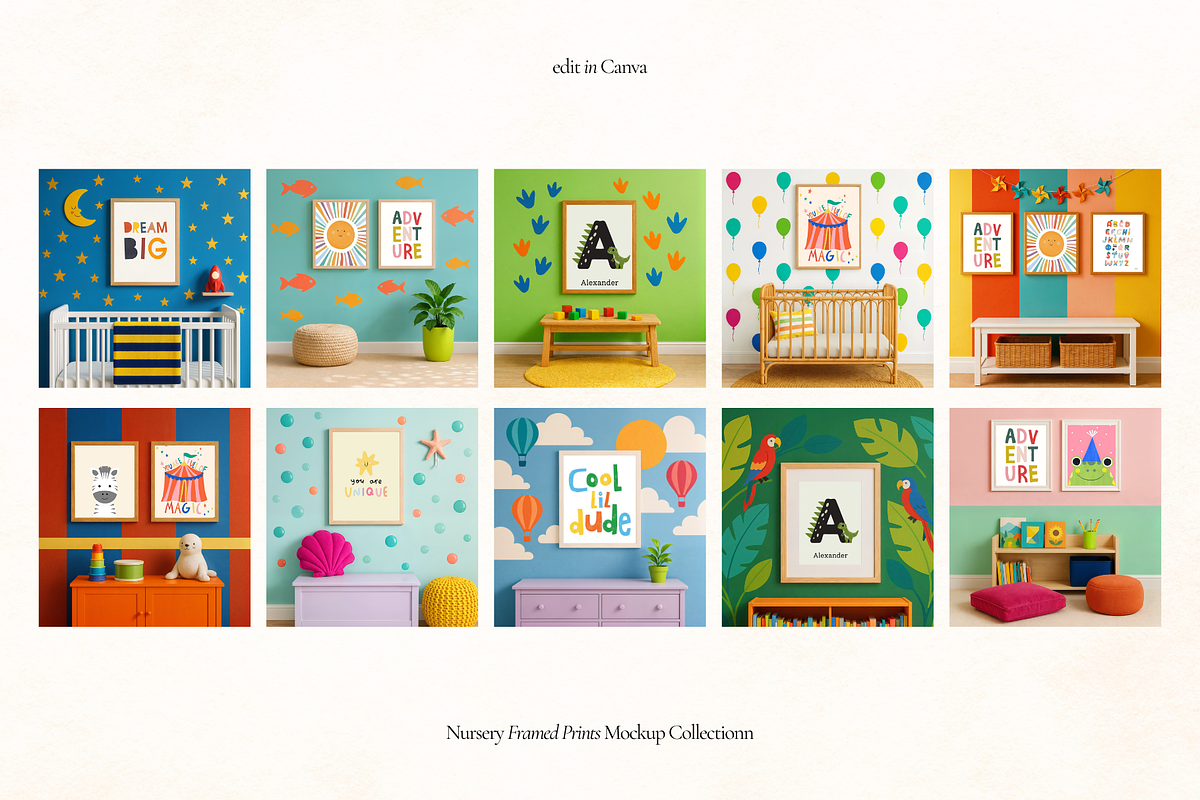 50 Kids Nursery Frame Canva Mockups, a Household Mockup by Matisse Studio (Photo 5 of 10)