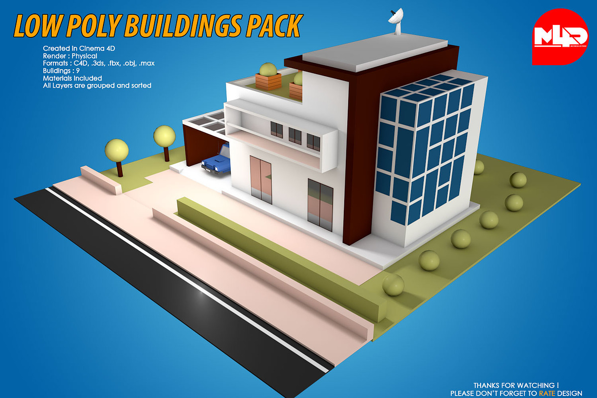 Low Poly Buildings Pack, an Architecture 3D Model by multimedia4ds (Photo 3 of 10)