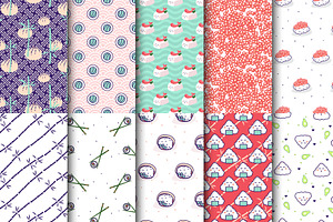 Sushi - Seamless Patterns