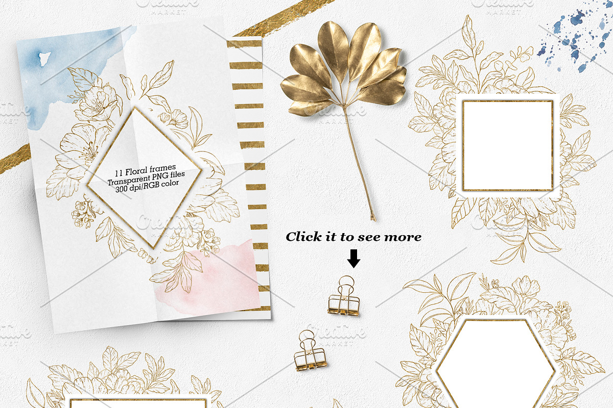 Gold Floral Graphic Collection, an Illustration by Elly Studio (Photo 5 of 14)
