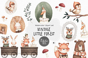 Vintage Little Forest watercolor set, an Animal Illustration by Estudio 812 (Thumbnail 1 of 8)