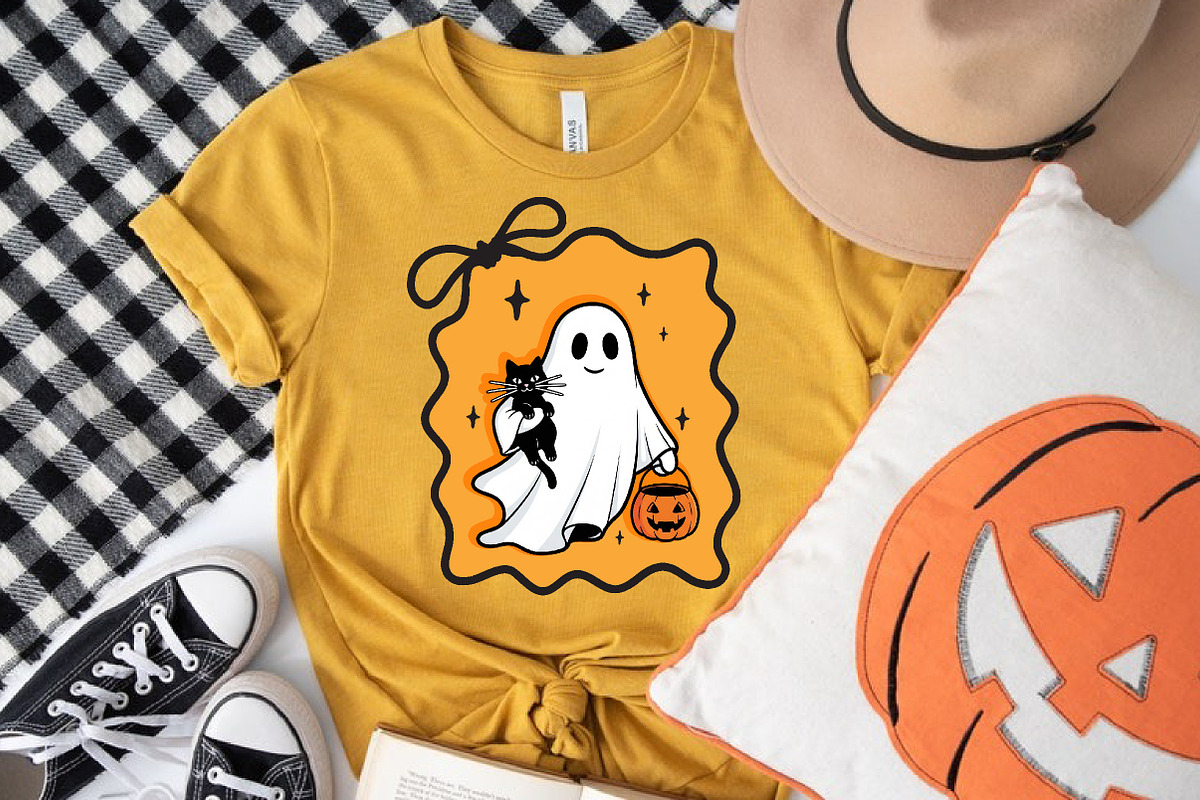 Halloween Ghost Cat Hand-Drawn Frame, an Illustration by CreationArt (Photo 5 of 5)
