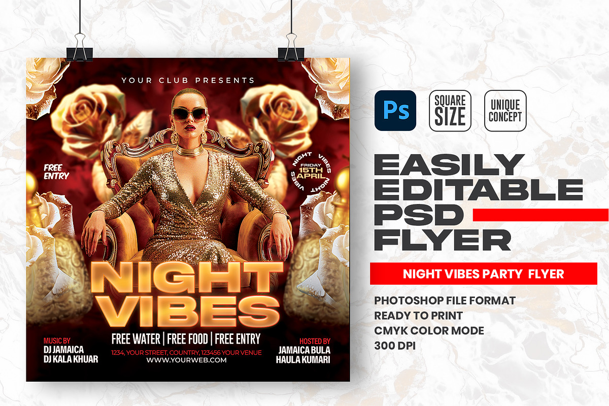 Night Vibes Party Flyer Template, a Flyer Template by Shajib Shikder (Photo 1 of 2)