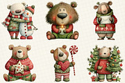 Christmas Teddy Bear Clipart, an Illustration by DreamCafeArt (Thumbnail 5 of 7)
