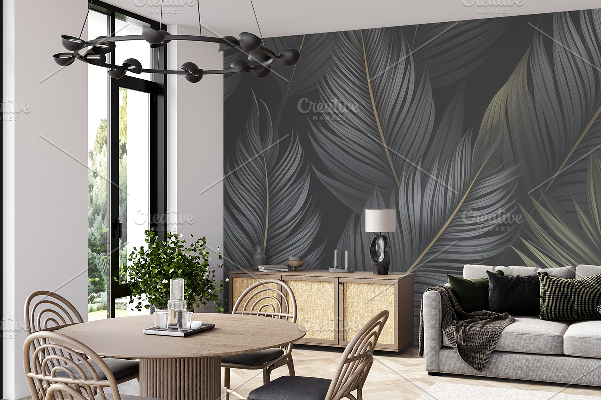 Wallpaper mockup Living room scene, a Household Mockup by Hunny Badger (Photo 5 of 7)