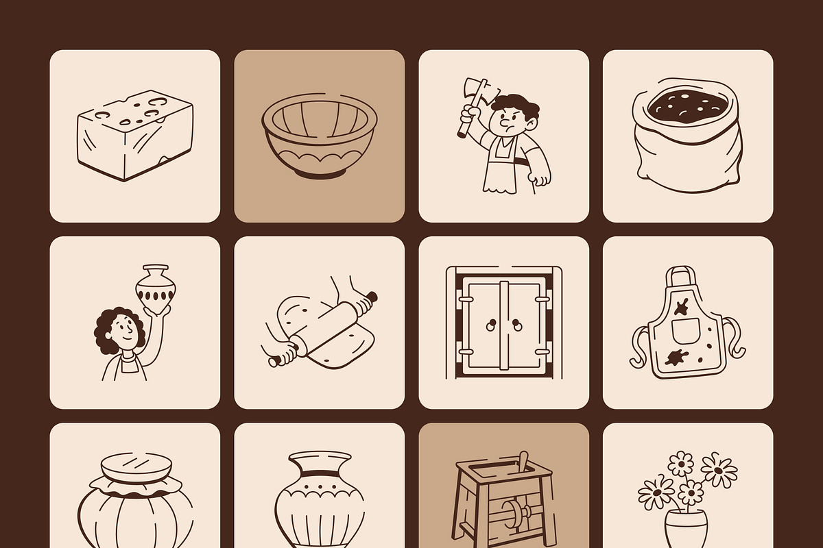 Pottery Doodles Art Set, an Outline Icon by Vectors Market (Photo 7 of 8)