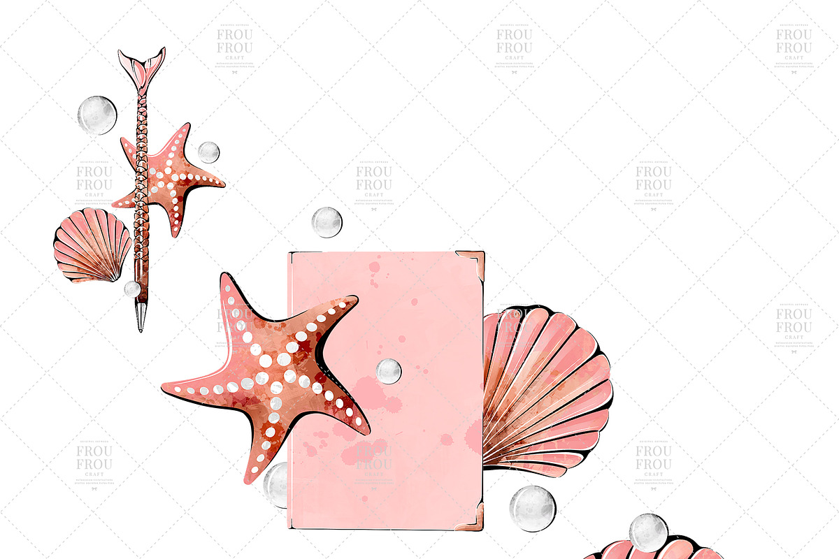 Mermaid Summer Peach Clip Art, an Illustration by Frou Fou Craft (Photo 3 of 6)