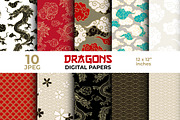 Chinese Dragon Digital Papers, a Pattern Graphic by ilonitta (Thumbnail 1 of 13)