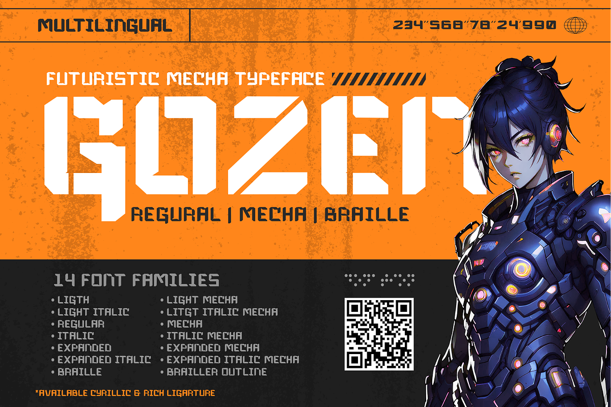 Gozen | Futuristic-Mecha Typeface, a Symbol Font by Mofr 24 (Photo 1 of 12)