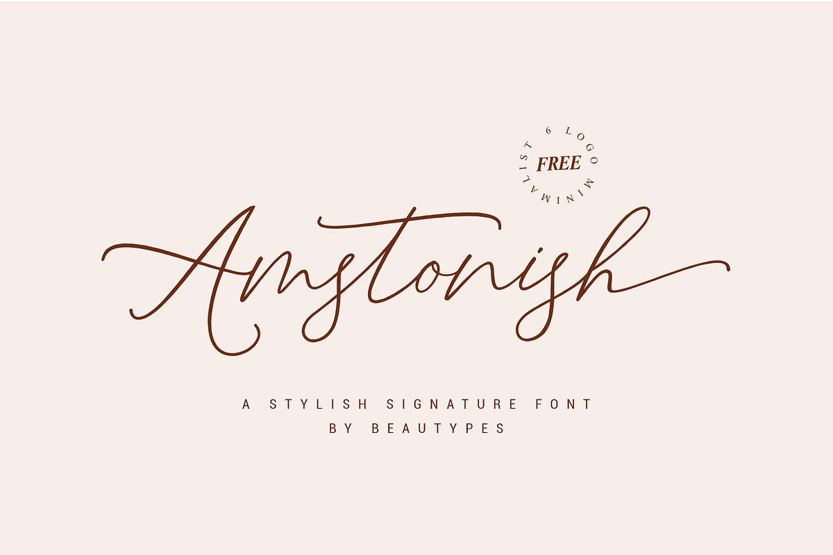 Amstonish Signature | Free 6 Logo, a Script Font by Beautypes (Photo 1 of 10)