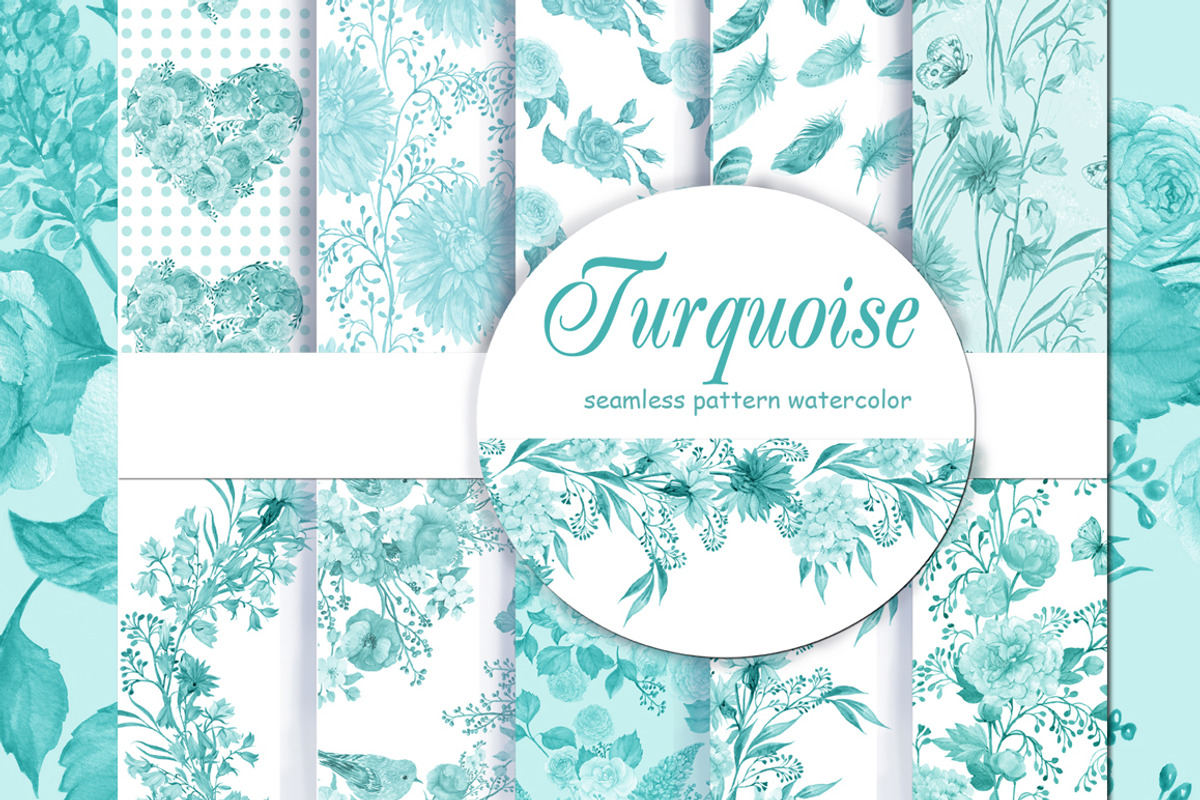 turquoise seamless patterns, a Pattern Graphic by MitrushovaArt