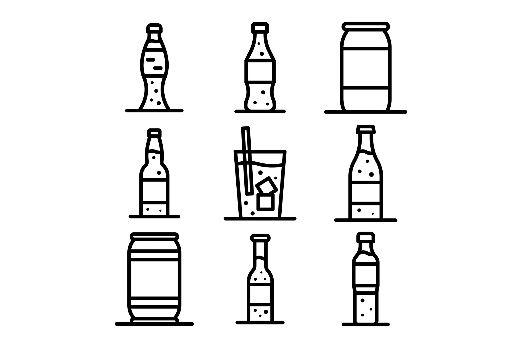Soda Icons Set Outline Style by Ylivdesign  Creative Market