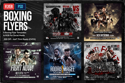5 Boxing Flyer Template, a Flyer Template by Onarch Graphic