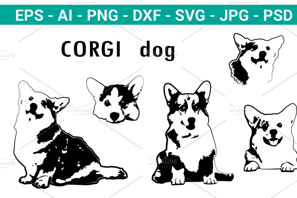 Cute Corgi Dog - black vector svg, an Animal Illustration by Watercolor_Vector Graphic (Photo 1 of 7)