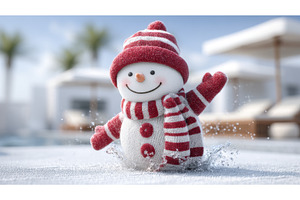 This snowman, donning a wool hat and, an Architecture Photo by ZinetroN