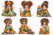 Cozy Autumn Selfie Girls Clipart, a Seasonal Illustration by Craft Nest (Thumbnail 3 of 12)