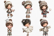 Watercolor Winter Kids Clipart, an Illustration by Canvas Craft (Thumbnail 2 of 8)