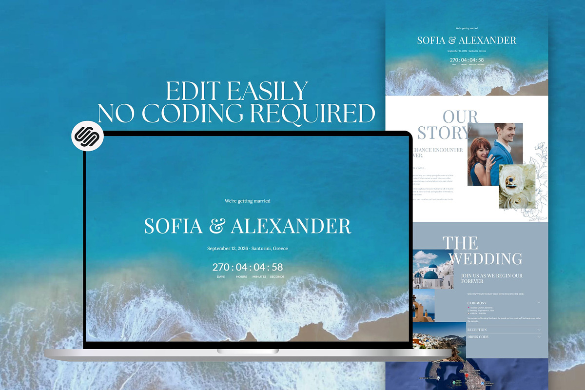 Squarespace Blue Wedding Website, a Squarespace Template by Sofia Designs (Photo 2 of 7)