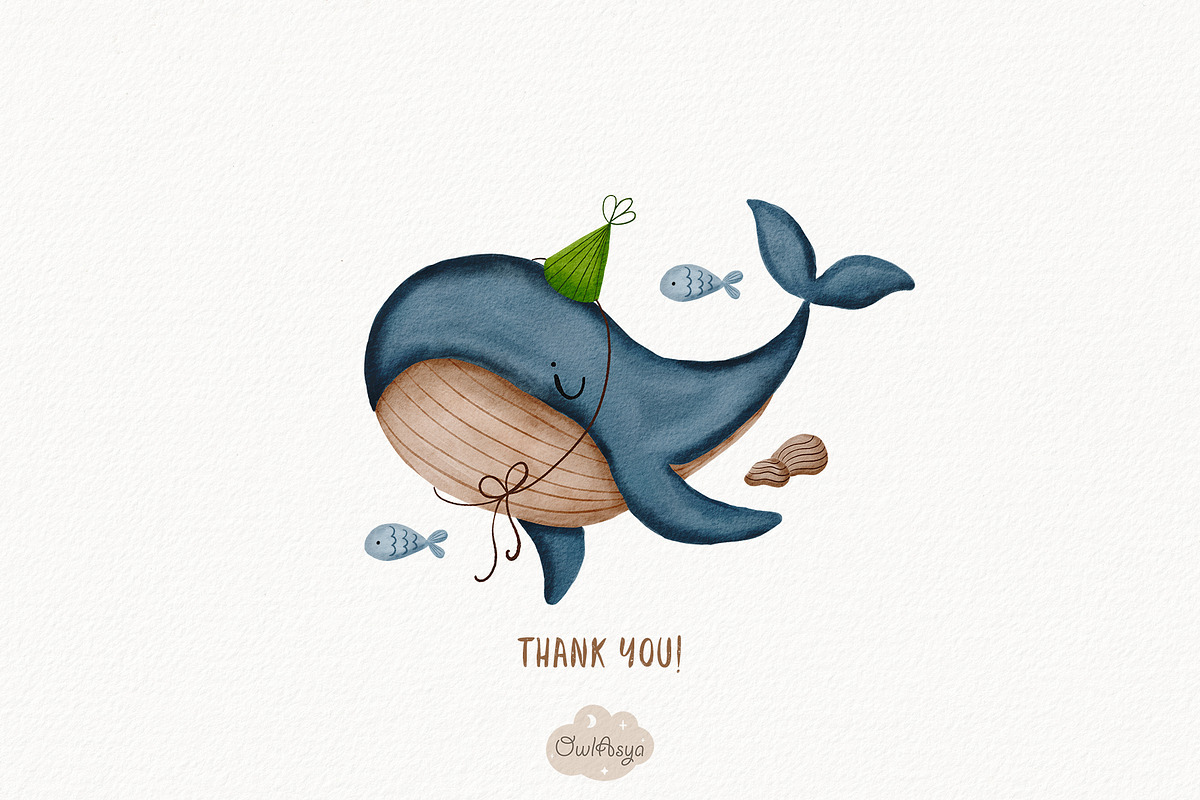 Sea animals. Birthday collection., an Animal Illustration by owlasya (Photo 9 of 9)